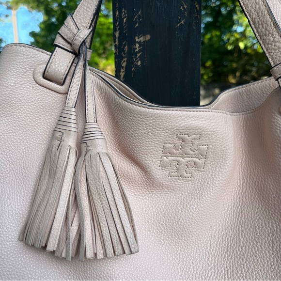 Tory Burch Thea Center-Zip Pebbled Leather Tote “Sweet Melon” - Picture 7 of 7